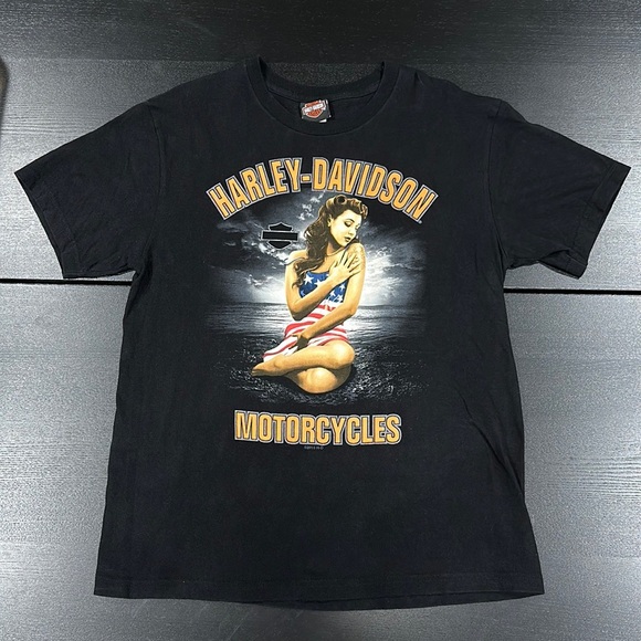 Harley-Davidson Pin-Up Girl Patriotic T-Shirt - Large